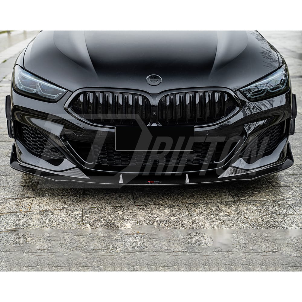 TAKD Style Dry Carbon Fiber Front Bumper Canards For BMW 8 Series G14 G15 G16 2018-2022