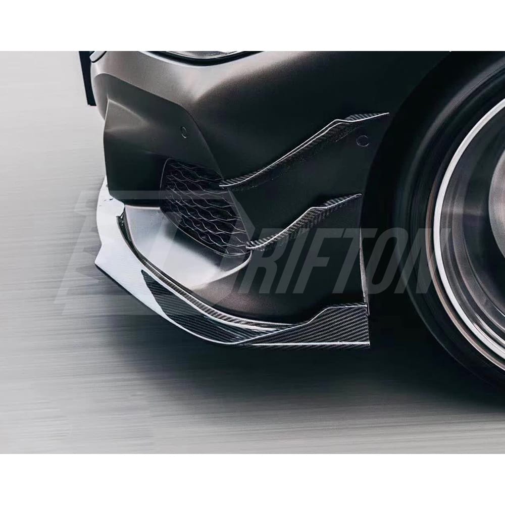 TAKD Style Dry Carbon Fiber Front Bumper Canards For BMW 8 Series G14 G15 G16 2018-2022