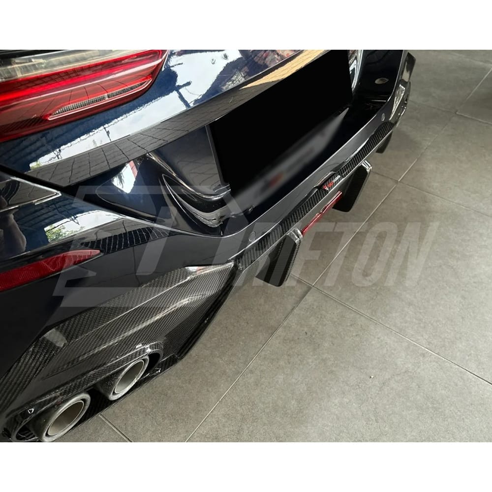 TAKD Style Dry Carbon Fiber Rear Diffuser For BMW 8 Series G14 G15 G16 2018-2022