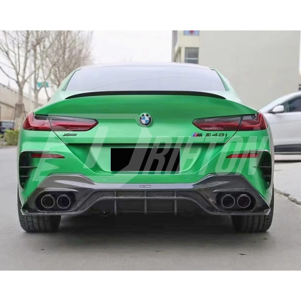 TAKD V2 Style Dry Carbon Fiber Rear Bumper Vent Trim Canards For BMW 8 Series G16 2018-2022
