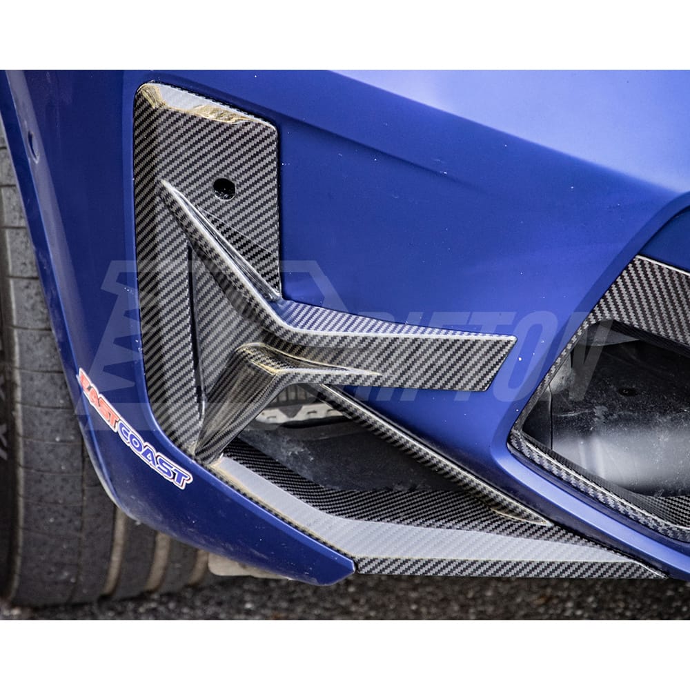 SQ Style Dry Carbon Fiber Front Bumper Canards For BMW F97 X3M F98 X4M LCI 2022-2024