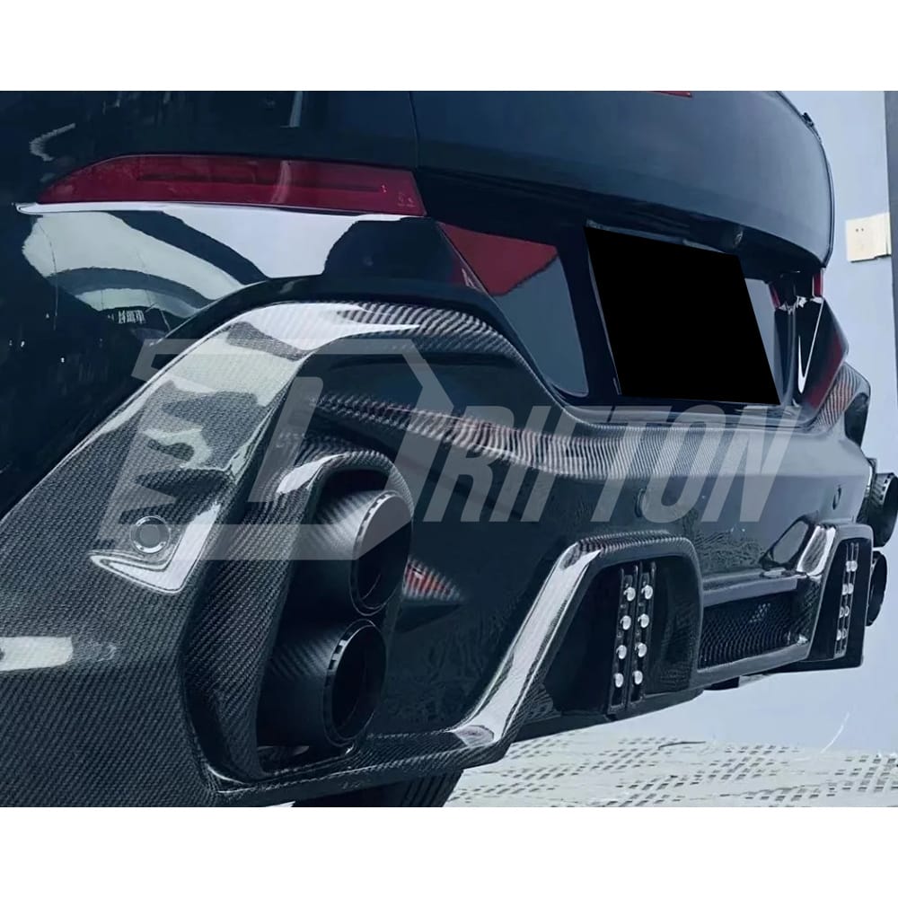 LD Style Carbon Fiber LED Brake Light Rear Diffuser & 4 Exhaust Tips For BMW X6 G06 2019-2023