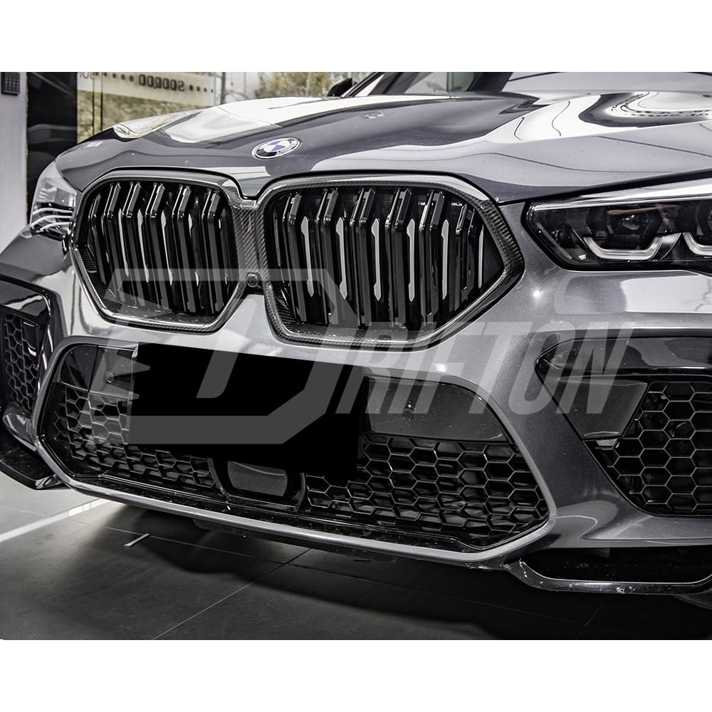 Double Slat Style Carbon Fiber Front Grill For BMW X6 G06 2019-2023