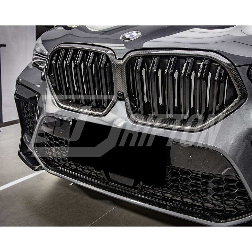 Double Slat Style Carbon Fiber Front Grill For BMW X6 G06 2019-2023
