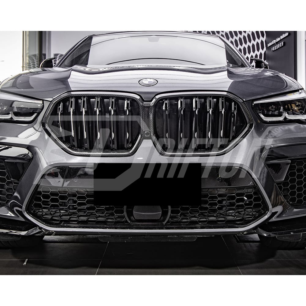 Double Slat Style Carbon Fiber Front Grill For BMW X6 G06 2019-2023
