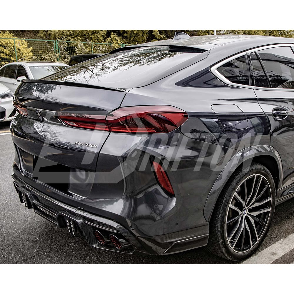 M Style Carbon Fiber Rear Spoiler Trunk Wing For BMW X6 G06 2019-2023