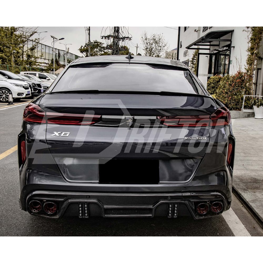 M Style Carbon Fiber Rear Spoiler Trunk Wing For BMW X6 G06 2019-2023