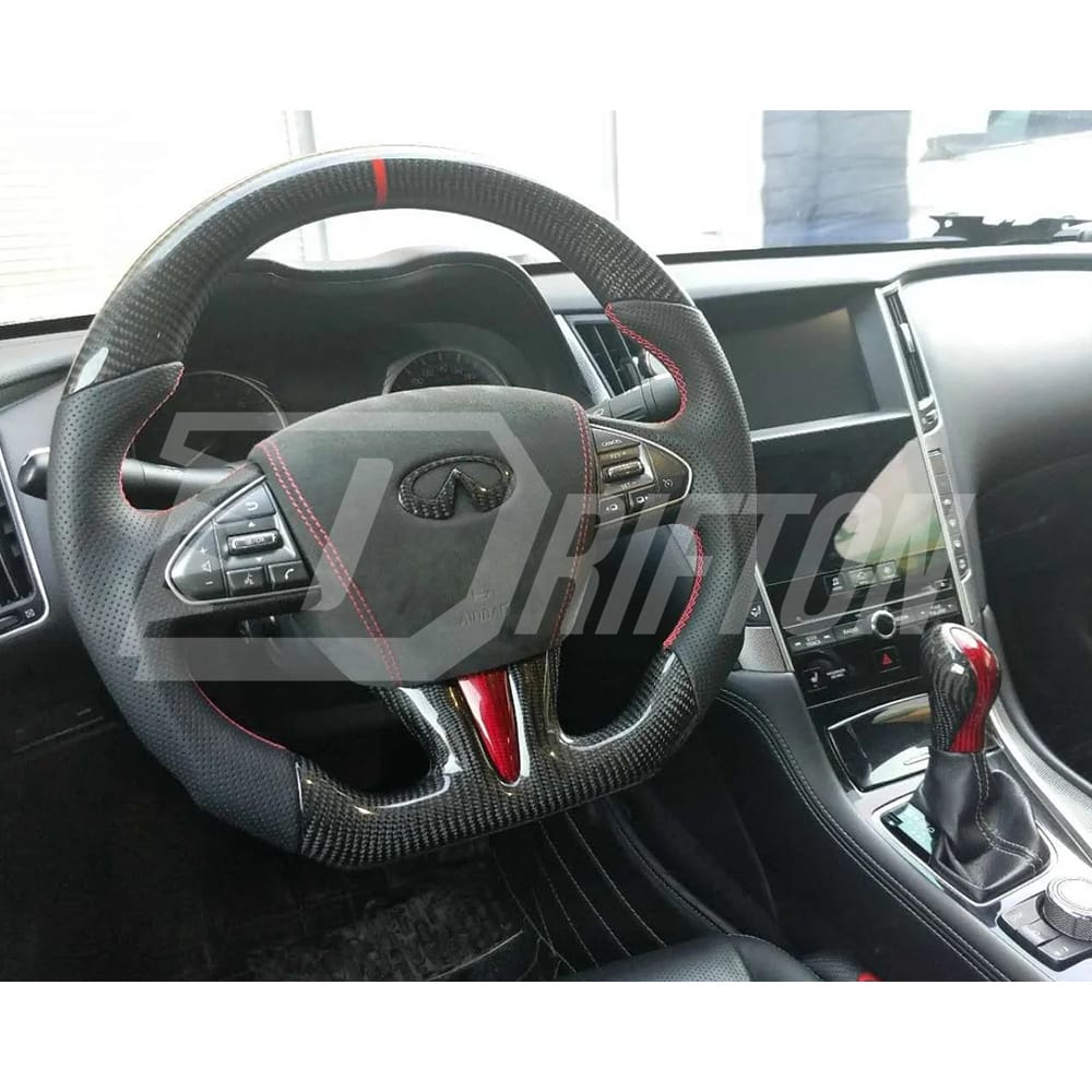 Oking V1 Style Custom Made Carbon Fiber Steering Wheel For Infiniti Q50 Q50S 2013-2017