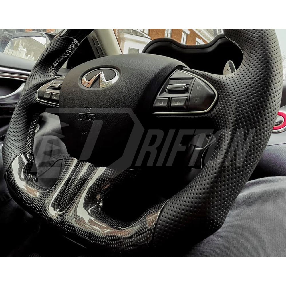 Oking V2 Style Custom Made LED Display Carbon Fiber Steering Wheel For Infiniti Q50 Q50S 2013-2017