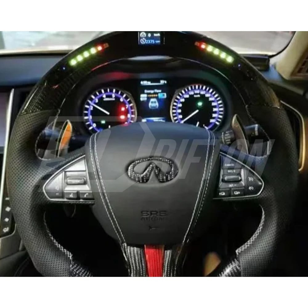 Oking V2 Style Custom Made LED Display Carbon Fiber Steering Wheel For Infiniti Q50 Q50S 2013-2017