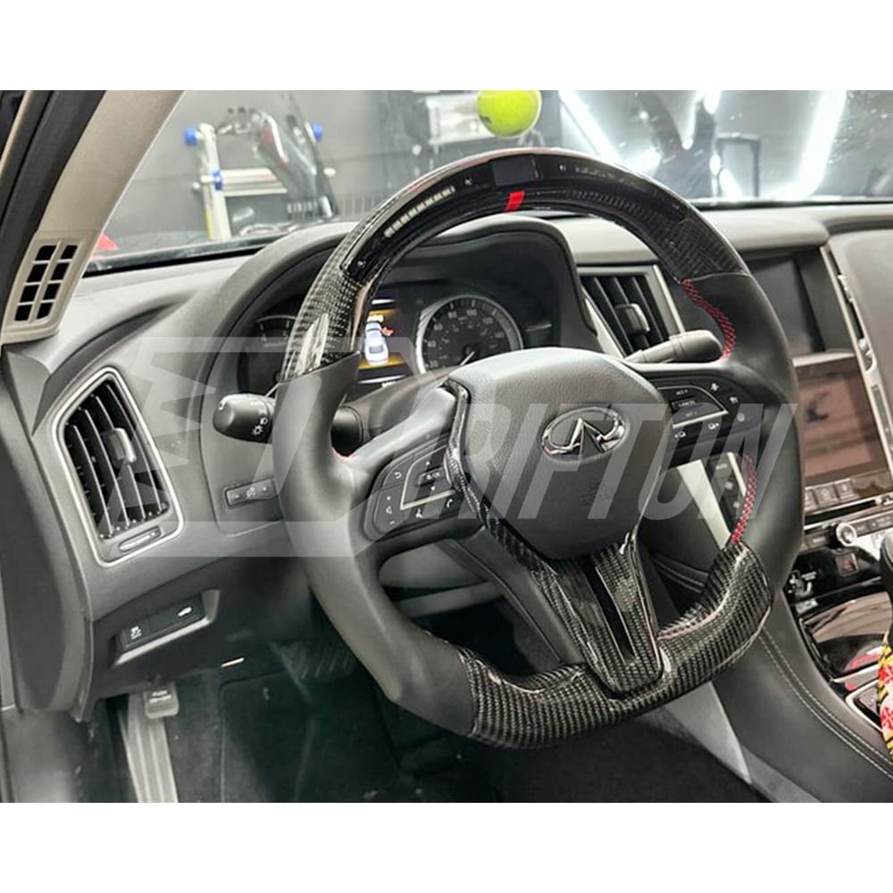 Oking V3 Style Custom Made Carbon Fiber Steering Wheel For Infiniti Q50 Q50S 2018-2024