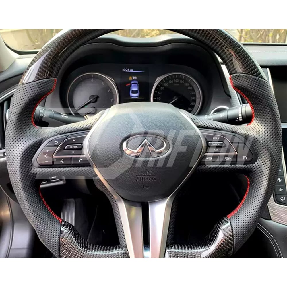 Oking V3 Style Custom Made Carbon Fiber Steering Wheel For Infiniti Q50 Q50S 2018-2024