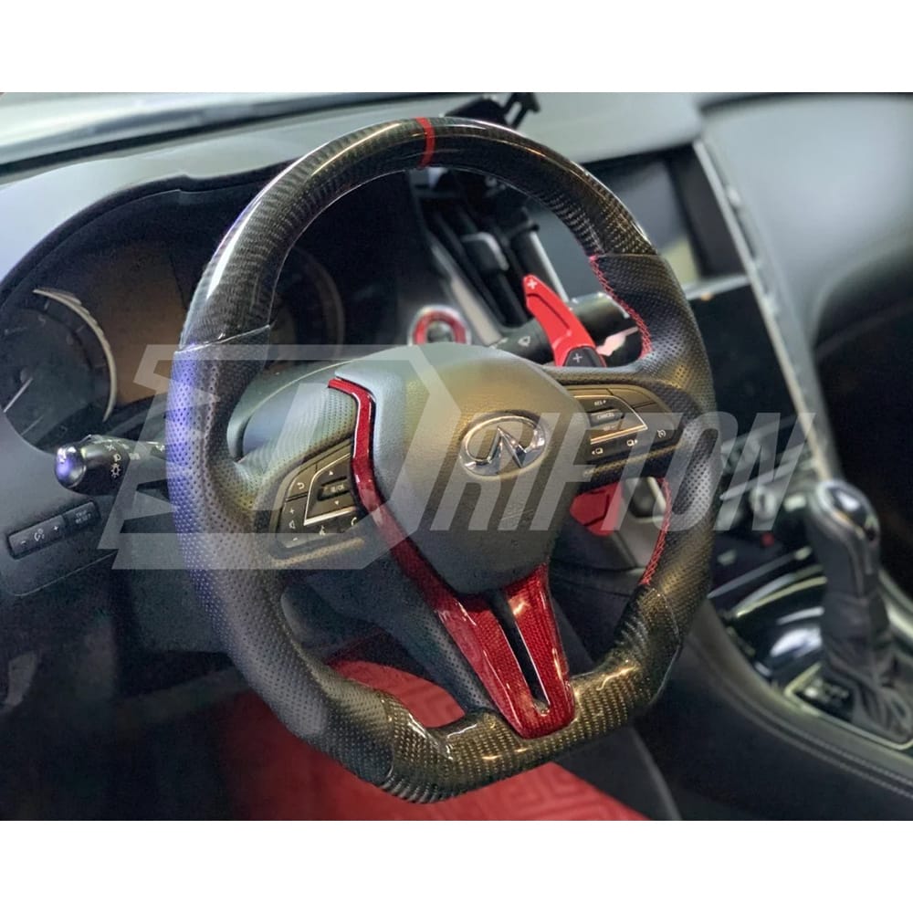 Oking V3 Style Custom Made Carbon Fiber Steering Wheel For Infiniti Q50 Q50S 2018-2024