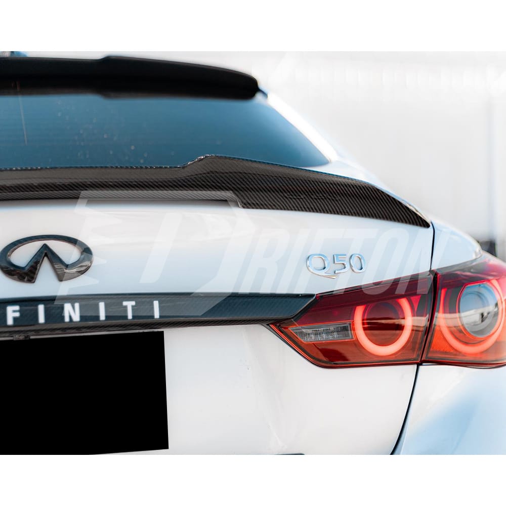 PSM Style Carbon Fiber Rear Spoiler Trunk Wing For INFINITI Q50 2013-2024