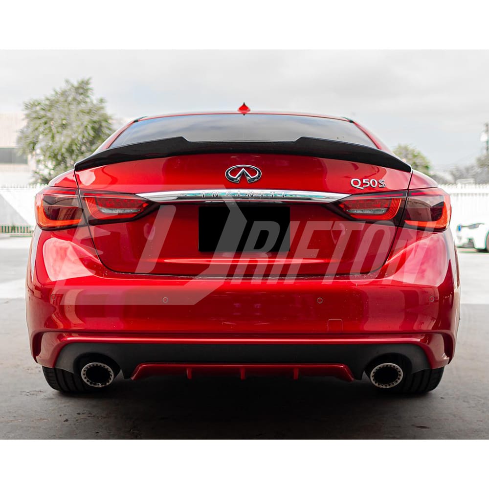 PSM Style Carbon Fiber Rear Spoiler Trunk Wing For INFINITI Q50 2013-2024