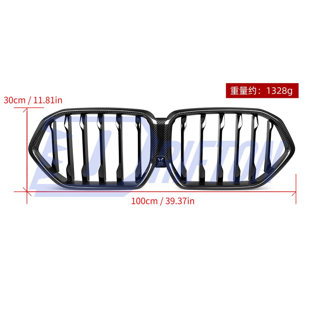 Single Slat Style Carbon Fiber Front Grill For BMW X6 G06 2019-2023