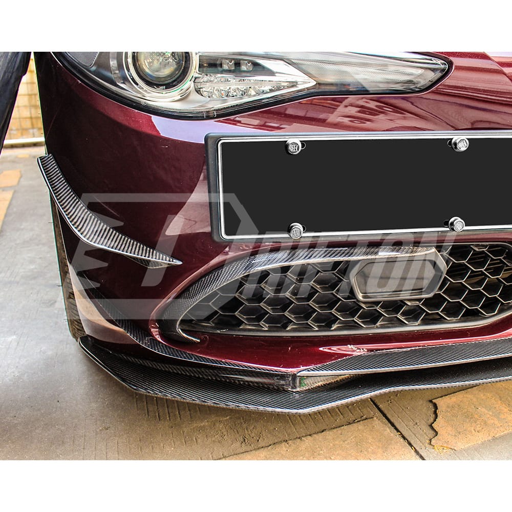 B Style Carbon Fiber Front Bumper Canards For Alfa Romeo Giulia Base Ti 2016-2023