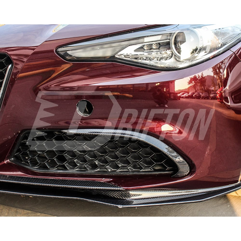 B Style Carbon Fiber Front Bumper Vent Trim For Alfa Romeo Giulia Base Ti 2016-2023