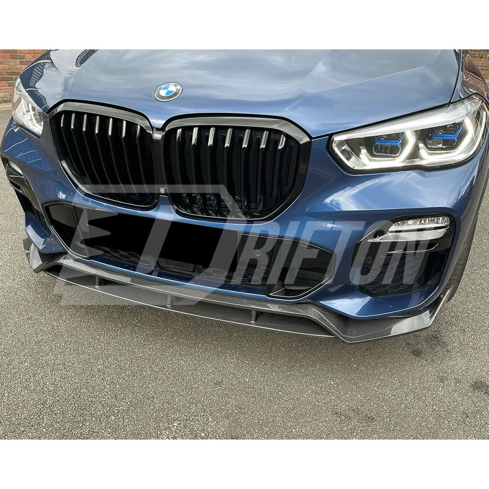 Black Knight Style Carbon Fiber Front Lip For BMW X5 G05 2019-2023
