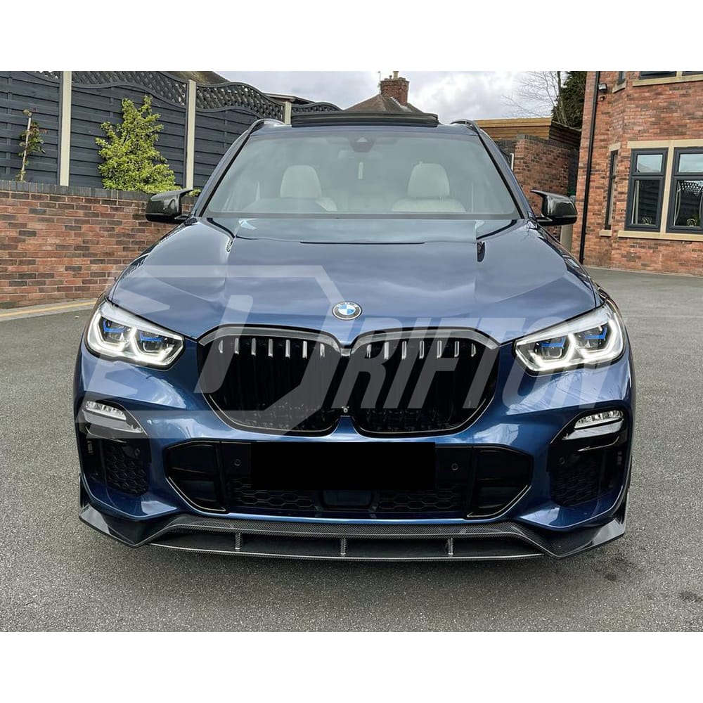 Black Knight Style Carbon Fiber Front Lip For BMW X5 G05 2019-2023