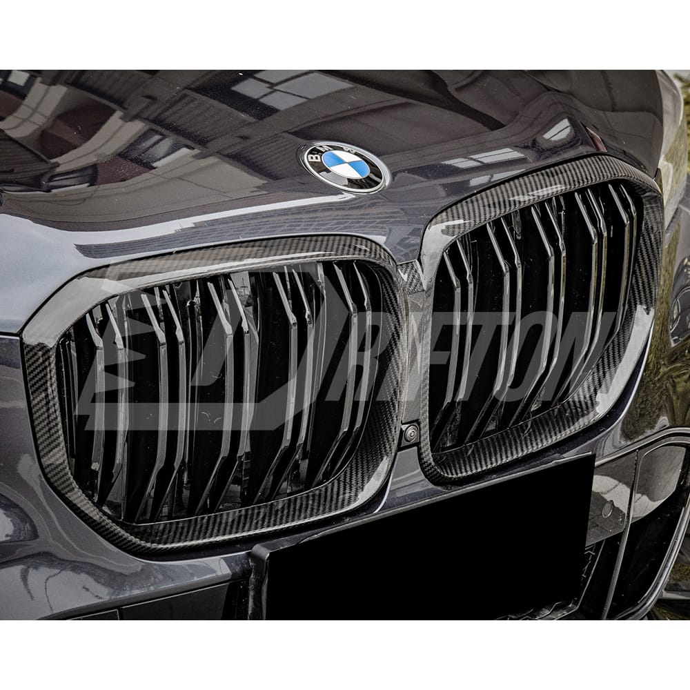 Double Slat Style Dry Carbon Fiber Front Grille For BMW X5 G05 2019-2023