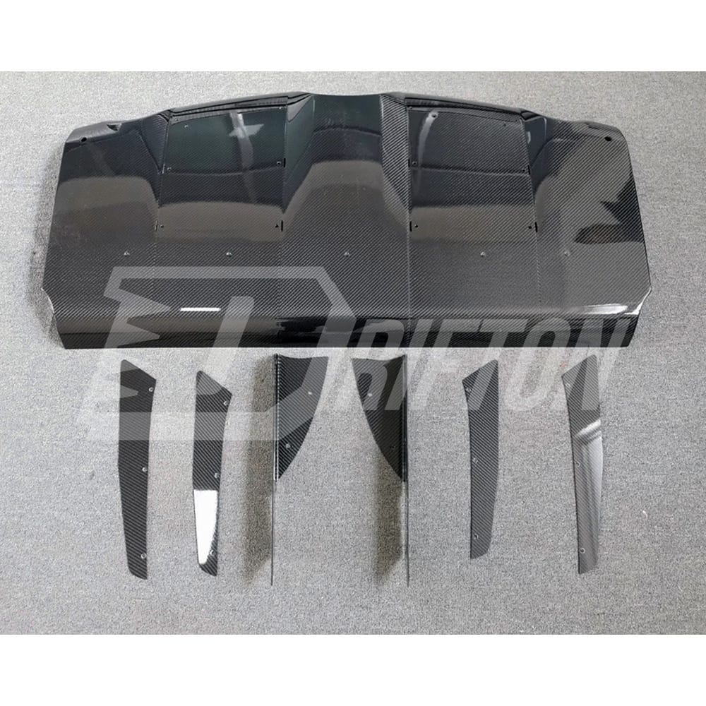 Varis Style Carbon Fiber Bumper Rear Diffuser With Fins For Toyota Supra MK5 A90 A91 GR 2019-2024