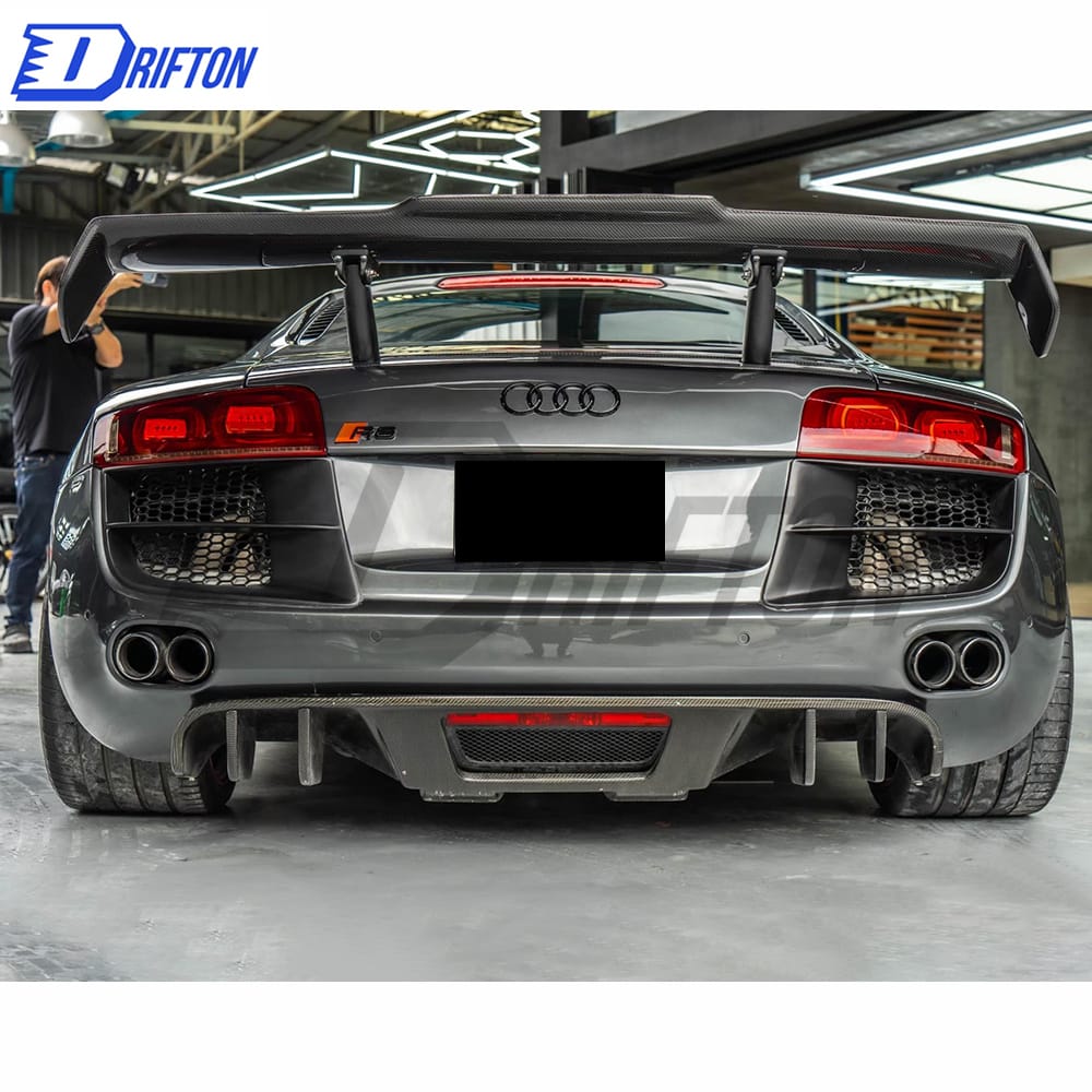 PPI Style Carbon Fiber Rear Spoiler GT Wing Set For Audi R8 2007-2015