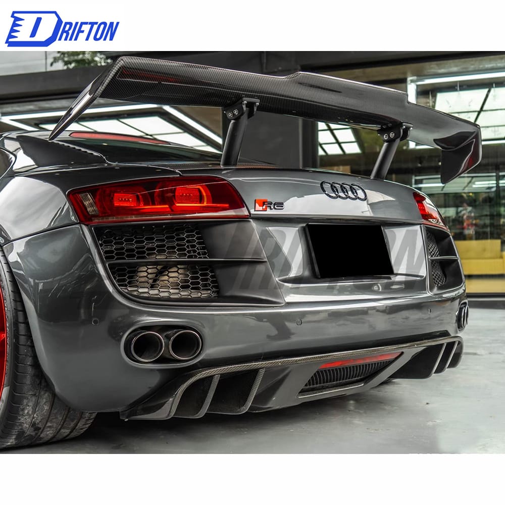 PPI Style Carbon Fiber Rear Spoiler GT Wing Set For Audi R8 2007-2015