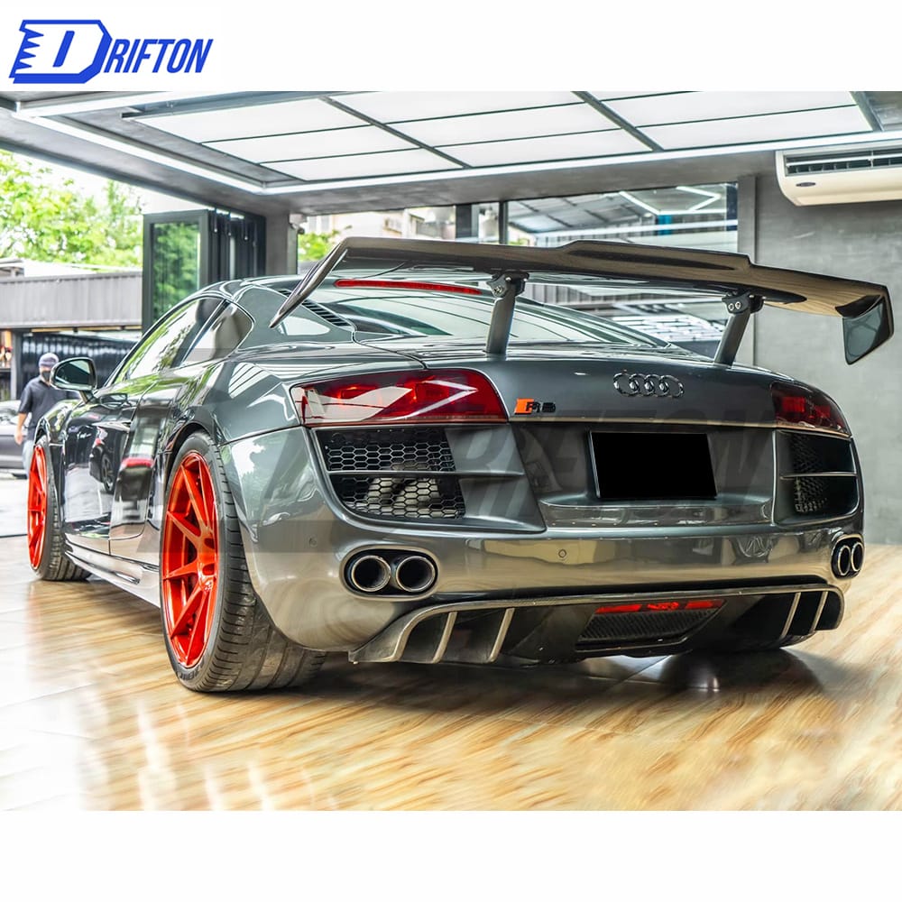 PPI Style Carbon Fiber Rear Spoiler GT Wing Set For Audi R8 2007-2015