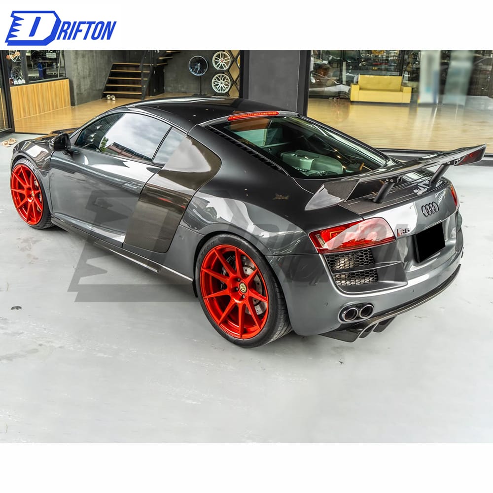 PPI Style Carbon Fiber Rear Spoiler GT Wing Set For Audi R8 2007-2015
