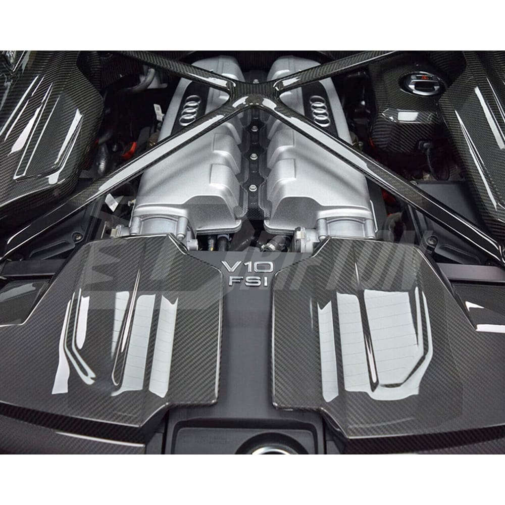 Dry Carbon Fiber Replacement Engine Cover Pair For Audi R8 2020-2024