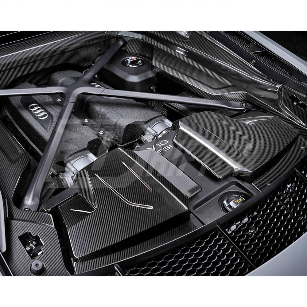 Dry Carbon Fiber Replacement Engine Cover Pair For Audi R8 2020-2024