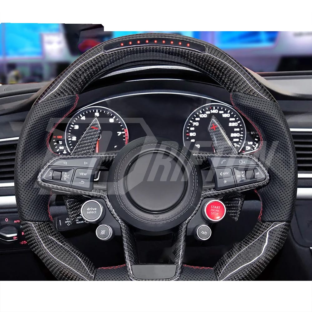 LED Display Shift Build Carbon Fiber Customs Steering Wheel For Audi R8 2016-2024