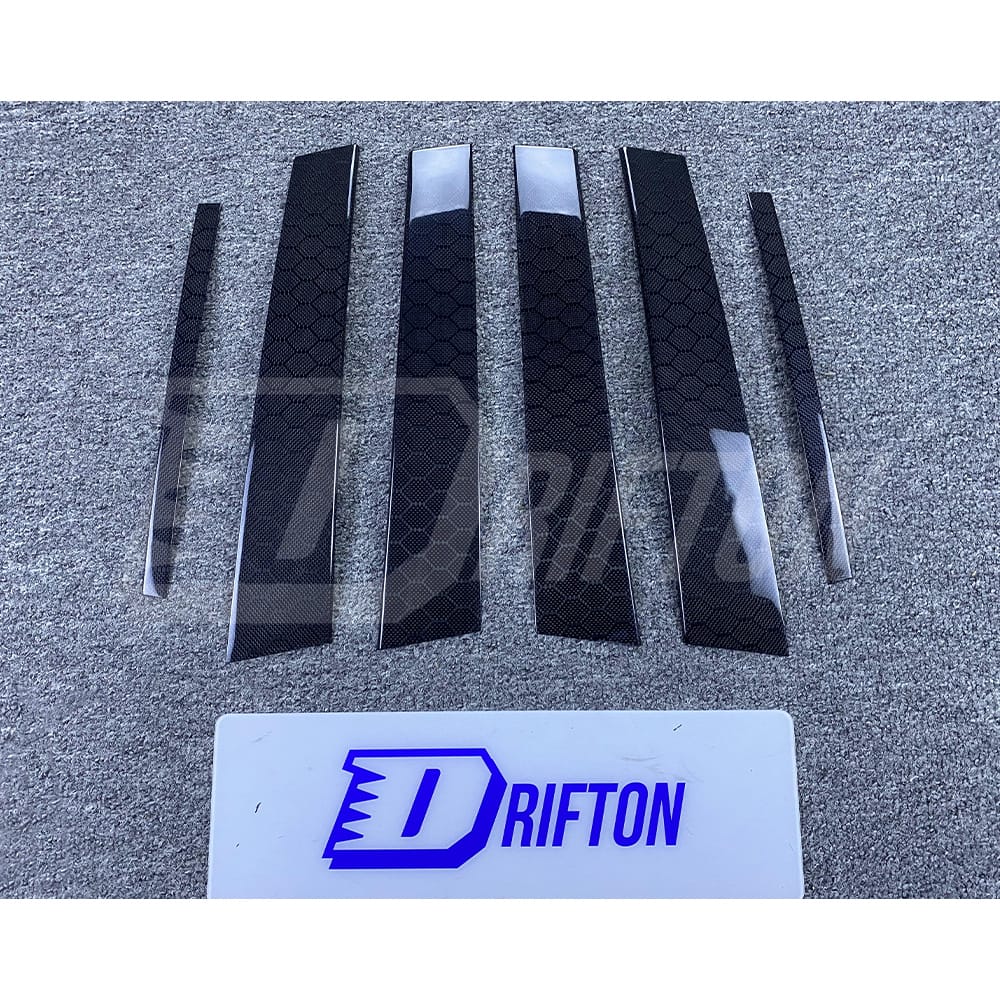 Honeycomb Weave Dry Carbon Fiber A B C Pillar Cover For INFINITI Q50 2013-2024
