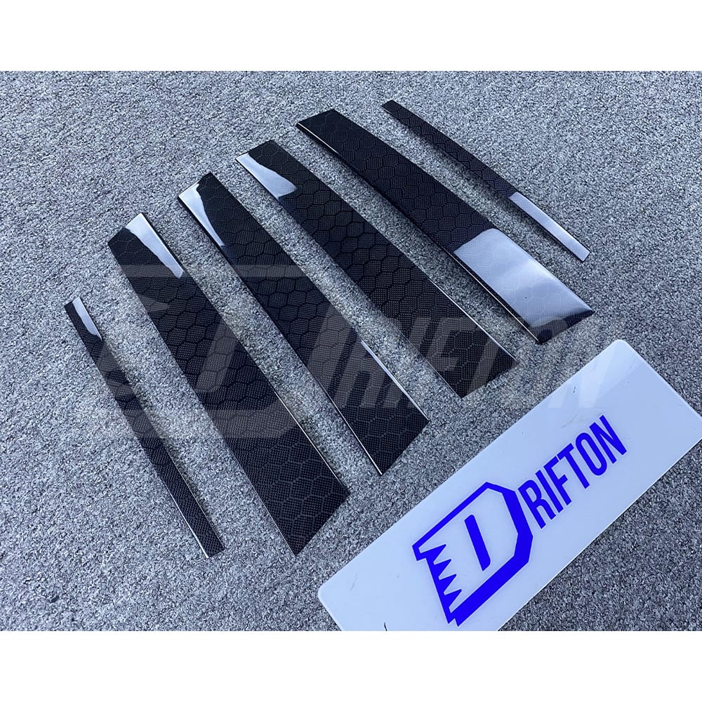 Honeycomb Weave Dry Carbon Fiber A B C Pillar Cover For INFINITI Q50 2013-2024