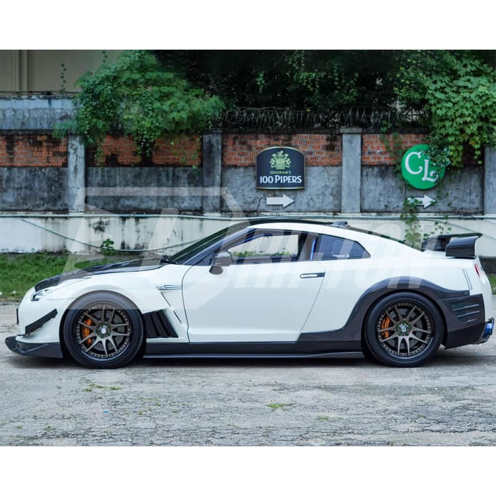 Top Secret Style Carbon Fiber Rear Fender Splitter For Nissan R35 GTR 2008-2019