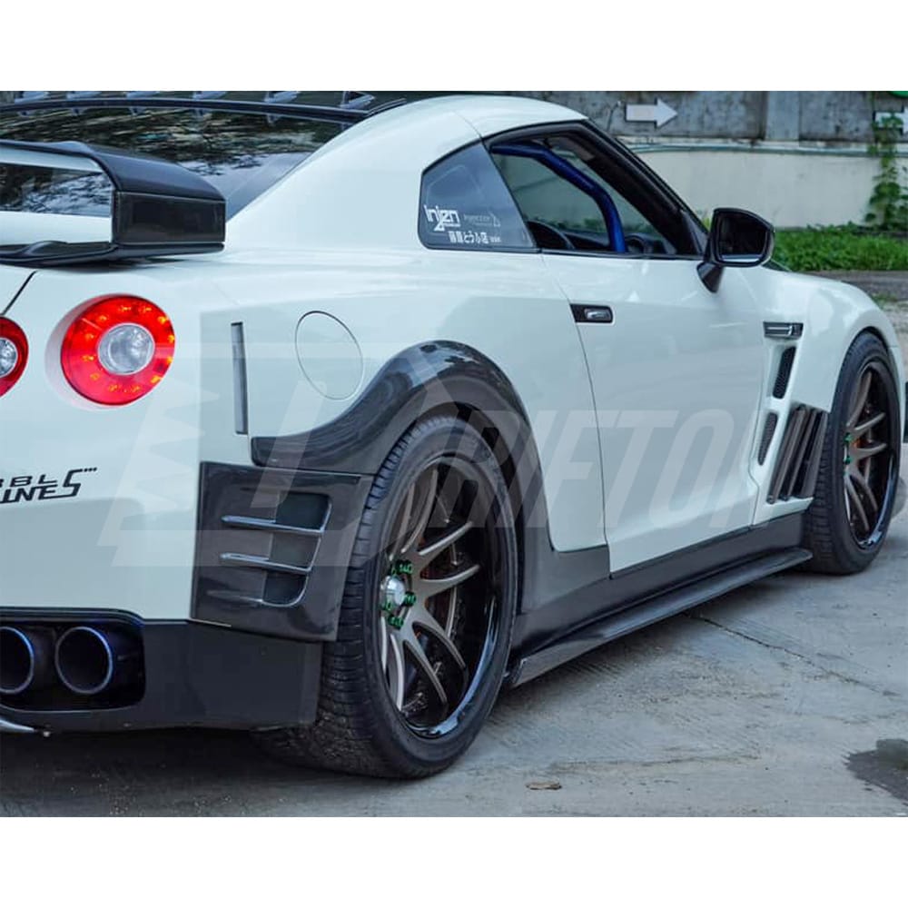 Top Secret Style Carbon Fiber Rear Fender Wheel Trim For Nissan R35 GTR 2008-2019