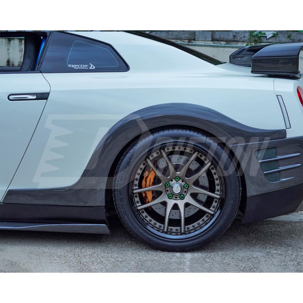 Top Secret Style Carbon Fiber Rear Fender Wheel Trim For Nissan R35 GTR 2008-2019