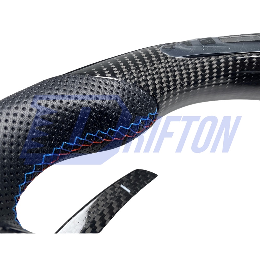 Customize Carbon Fiber Perforated Leather LED Display Steering Wheel For BMW 3 Series G20 2019-2025