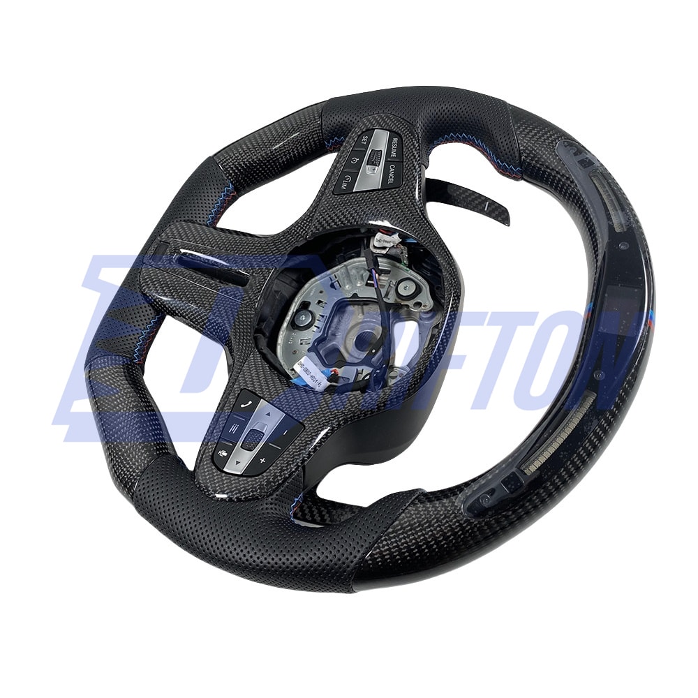 Customize Carbon Fiber Perforated Leather LED Display Steering Wheel For BMW 3 Series G20 2019-2025