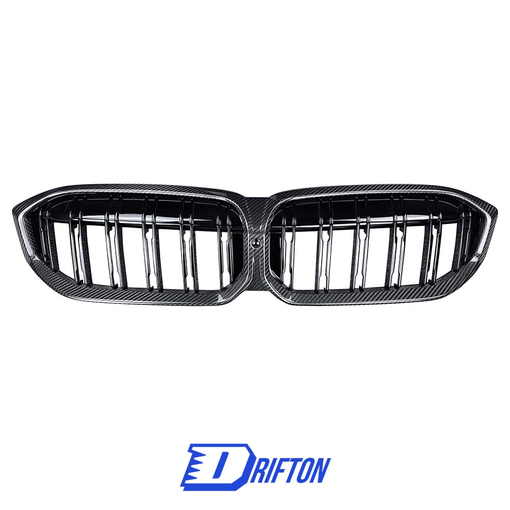 Double Slat Style Dry Carbon Fiber Front Grill For BMW 3 Series G20 LCI 2023-On