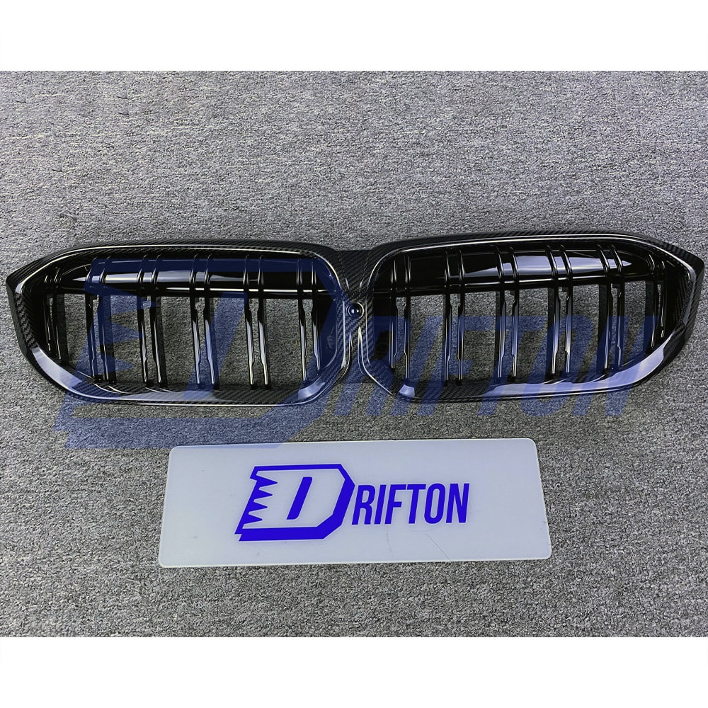 Double Slat Style Dry Carbon Fiber Front Grill For BMW 3 Series G20 LCI 2023-On