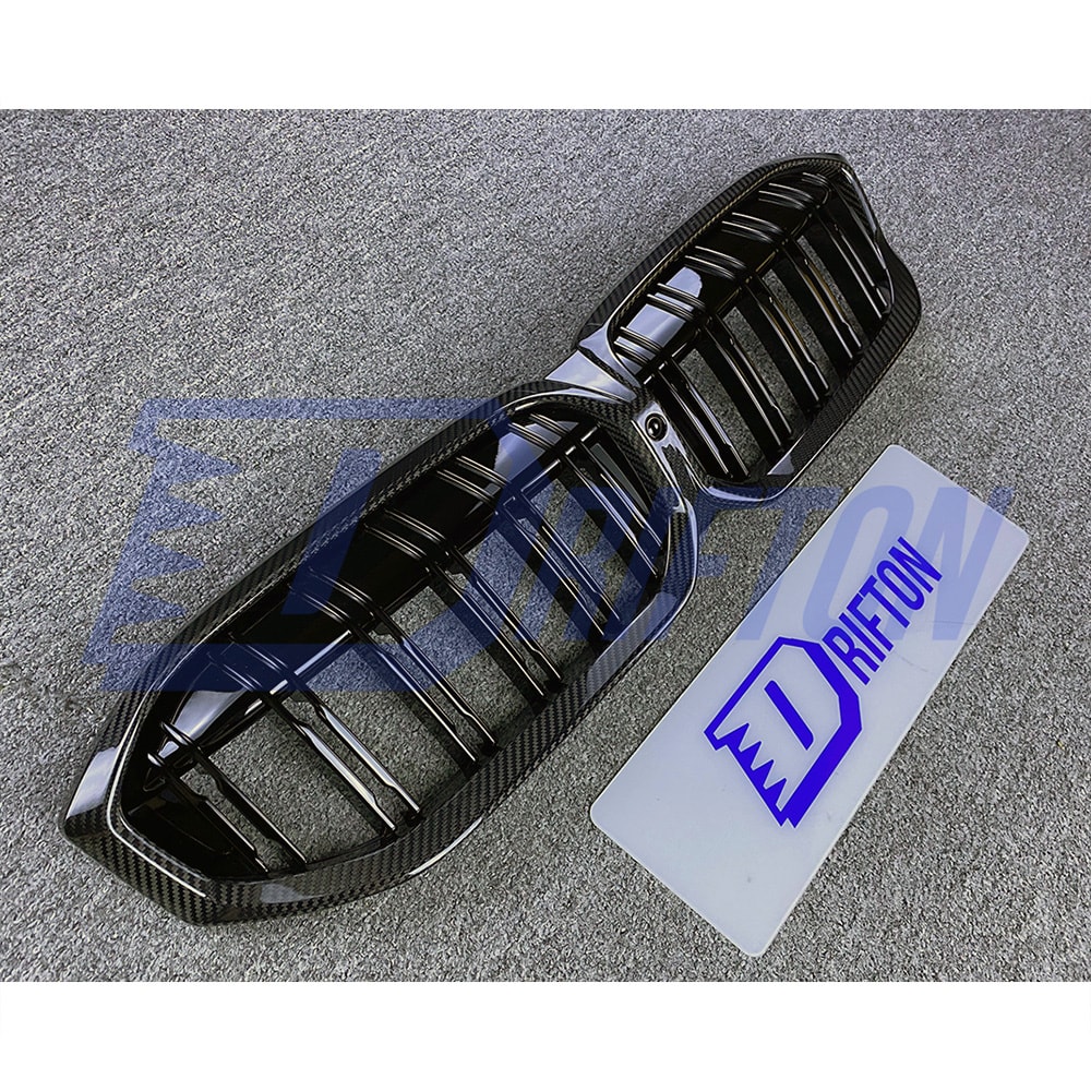 Double Slat Style Dry Carbon Fiber Front Grill For BMW 3 Series G20 LCI 2023-On
