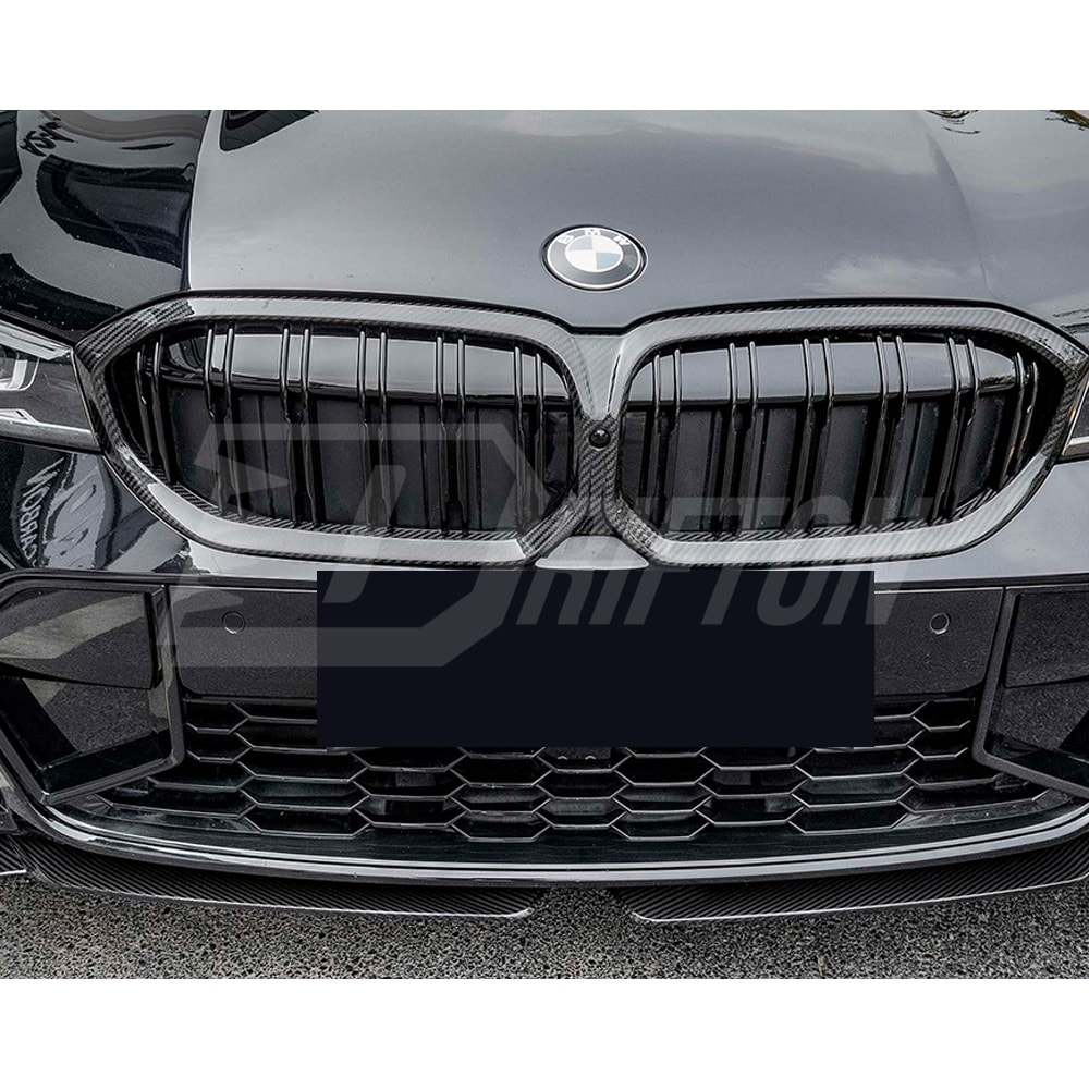 Double Slat Style Dry Carbon Fiber Front Grill For BMW 3 Series G20 LCI 2023-On