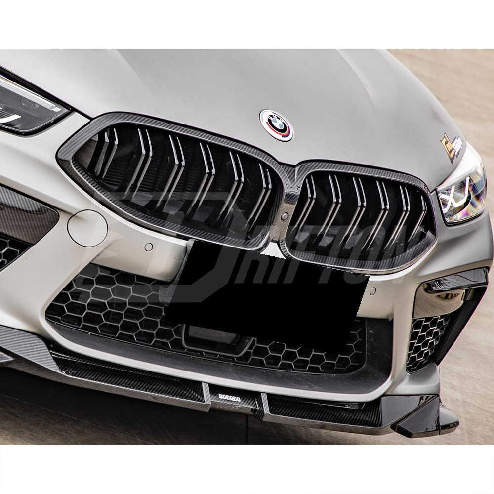 Double Slat Style Dry Carbon Fiber Front Grille For BMW M8 F90 F91 F92 F93 2020-2024