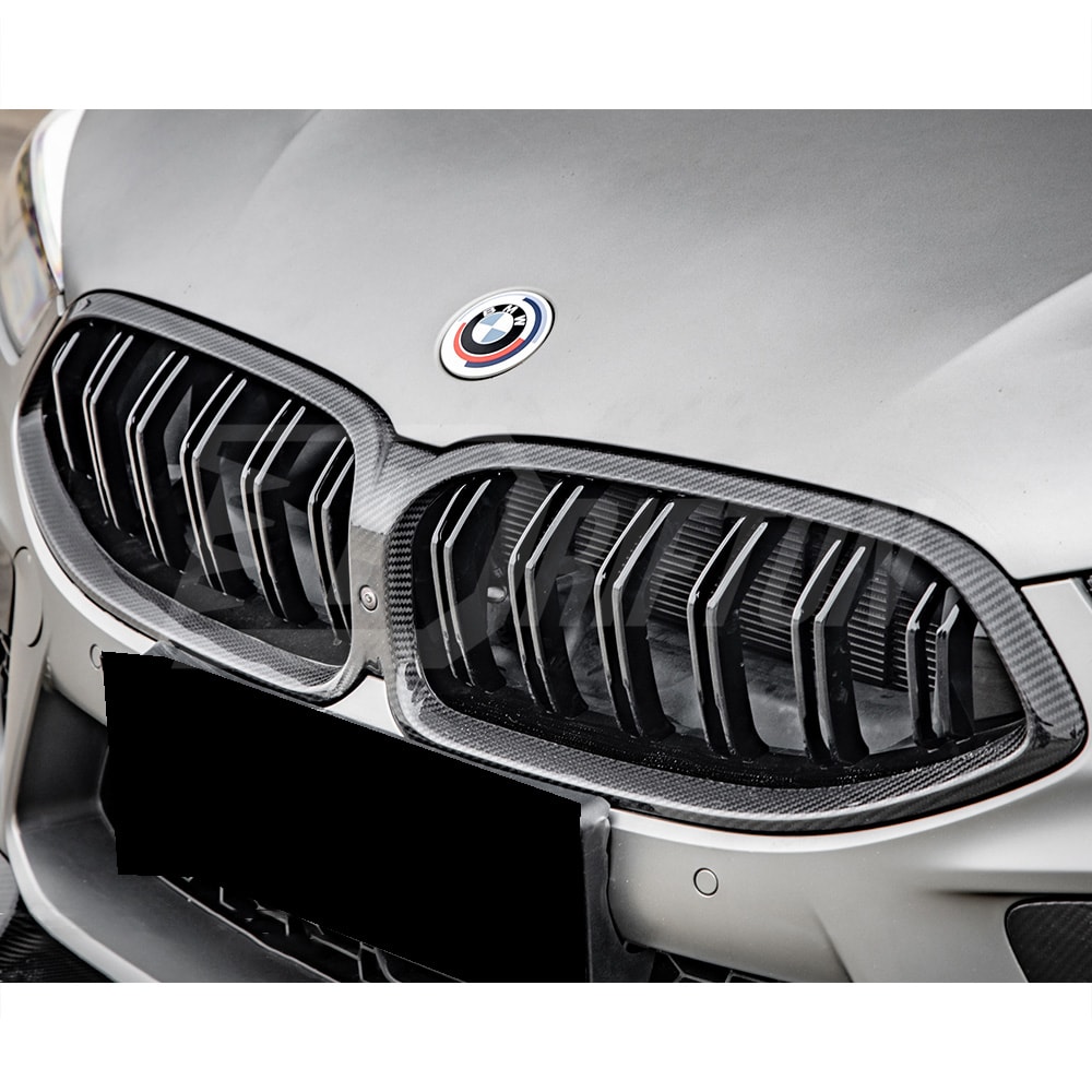Double Slat Style Dry Carbon Fiber Front Grille For BMW M8 F90 F91 F92 F93 2020-2024
