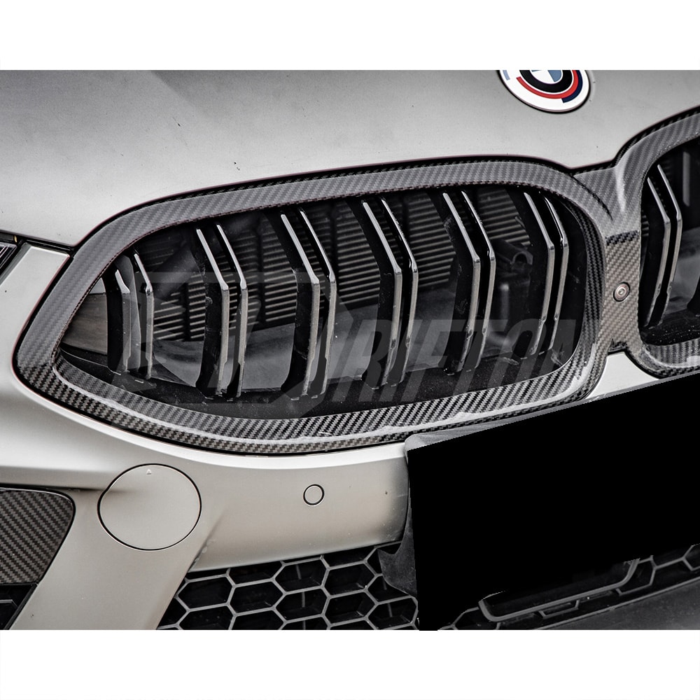 Double Slat Style Dry Carbon Fiber Front Grille For BMW M8 F90 F91 F92 F93 2020-2024