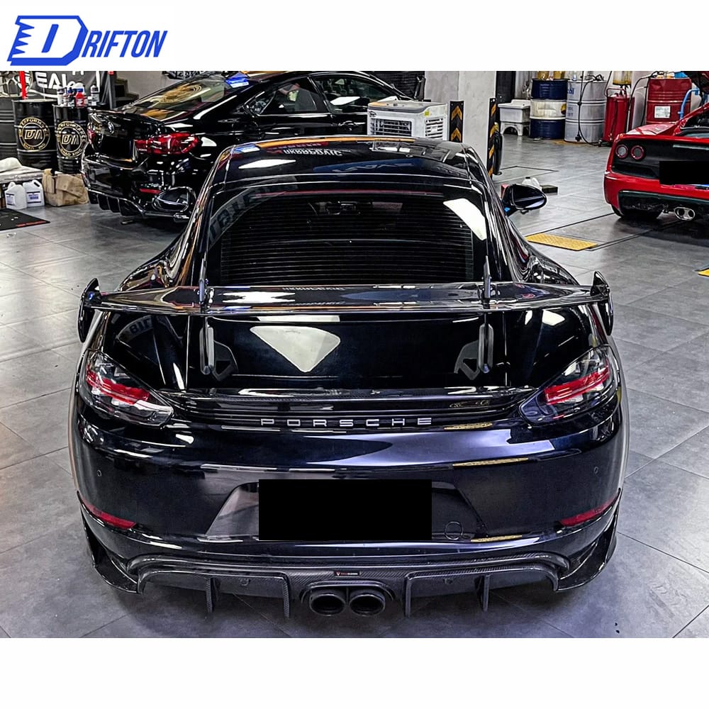 GT4RS Style Carbon Fiber Rear GT Spoiler For Porsche 718 Cayman Boxster 2016-2020