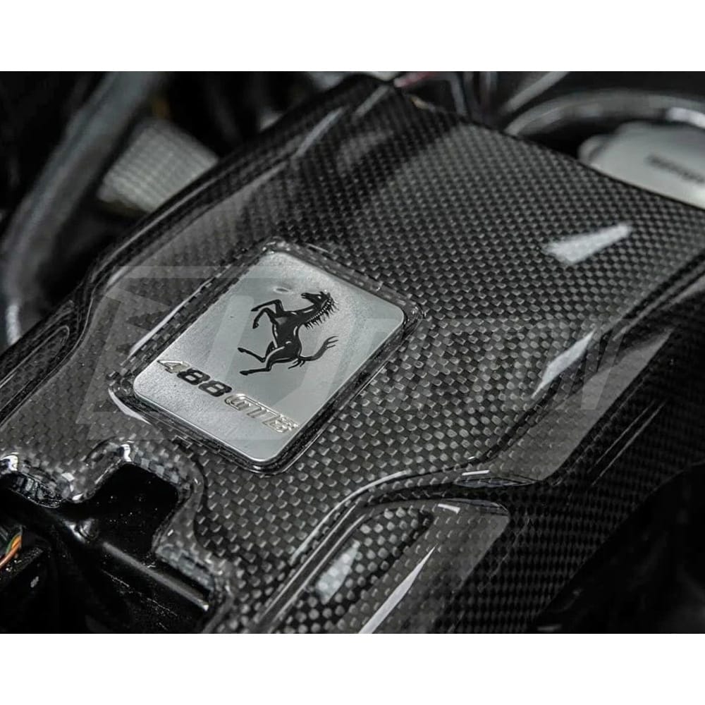 Dry Carbon Fiber Engine Bay Lock Cover Latch Panel Kit For Ferrari 488 GTB Spider 2015-2019