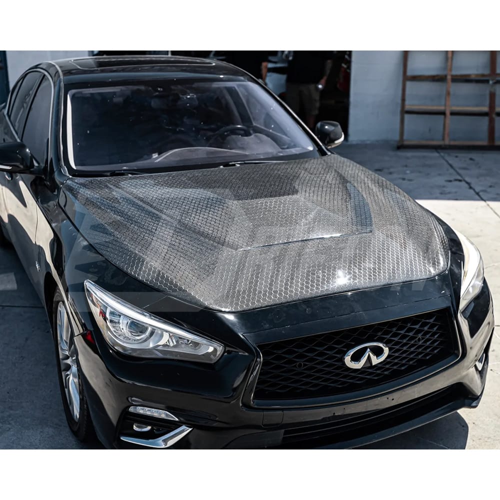 GTS Style Honeycomb Carbon Fiber Hood Bonnet For INFINITI Q50 2013-2024